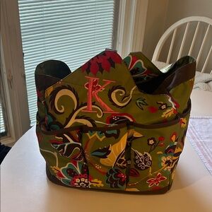 Floral Initials Inc. Multicolor Tote Bag with K monogram